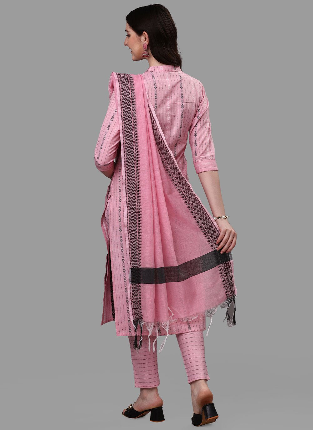 Straight Salwar Suit Cotton Pink Weaving Salwar Kameez