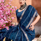 Contemporary Cotton Blue Print Saree