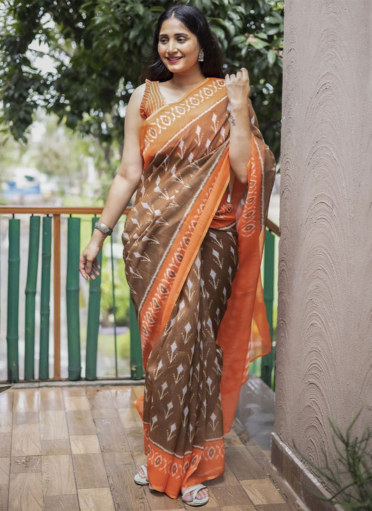 Contemporary Cotton Multi Colour Digital Print Saree