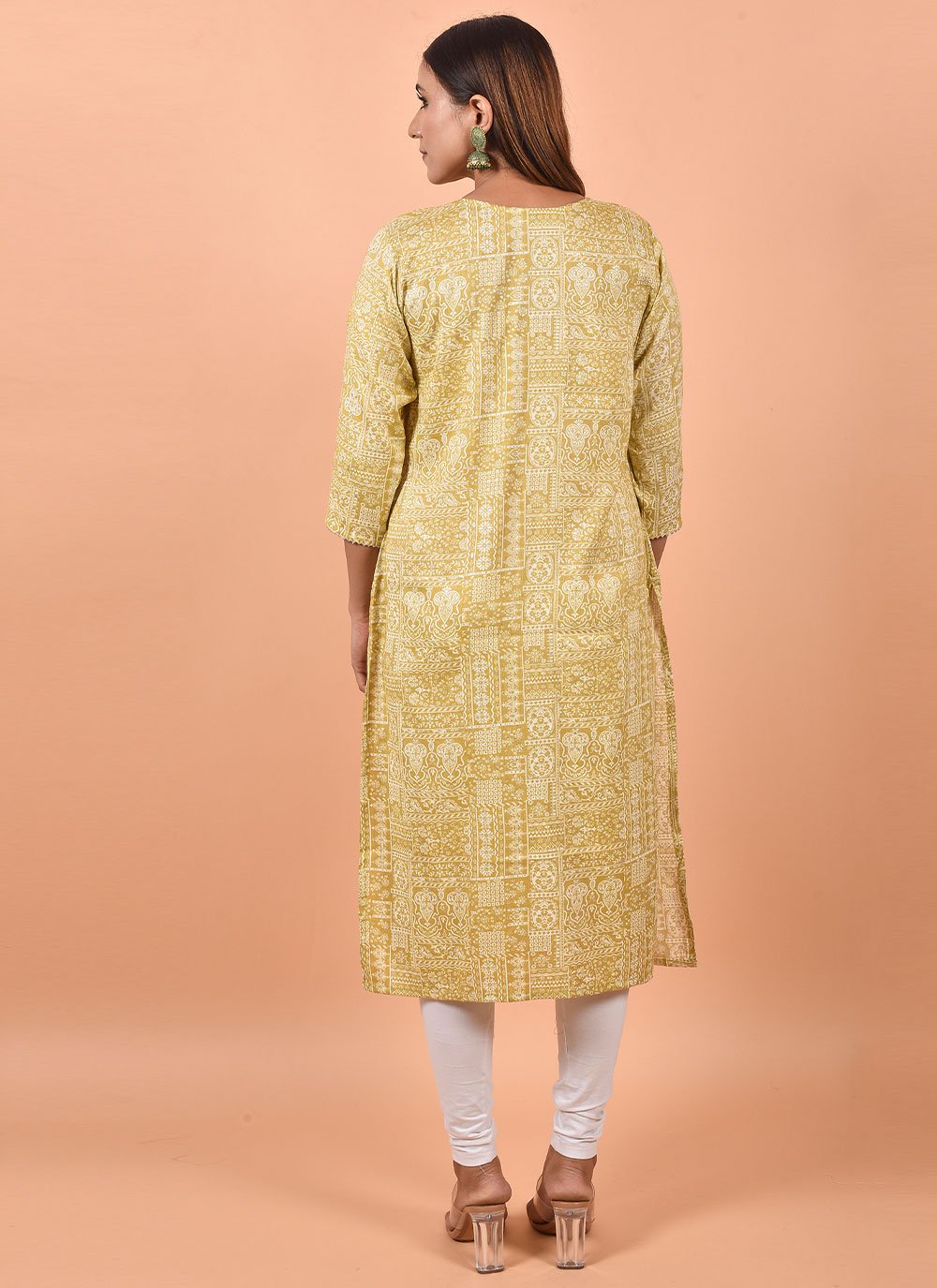 Party Wear Kurti Cotton Cream Print Kurtis