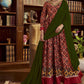 Designer Gown Cotton Maroon Print Gown