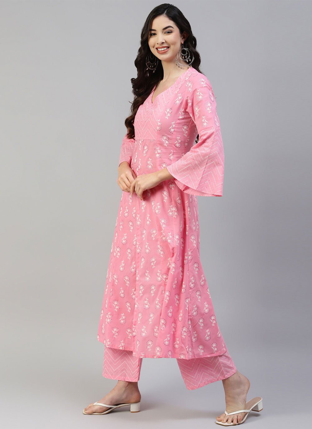 Designer Kurti Cotton Pink Print Kurtis