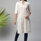 Designer Kurti Cotton Off White Print Kurtis