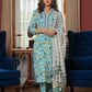 Designer Kurti Cotton Sea Green Fancy Work Kurtis