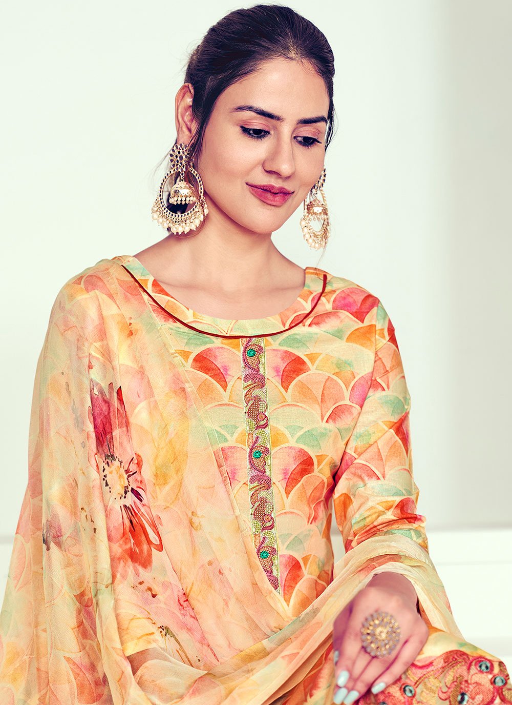 Salwar Suit Cotton Yellow Digital Print Salwar Kameez
