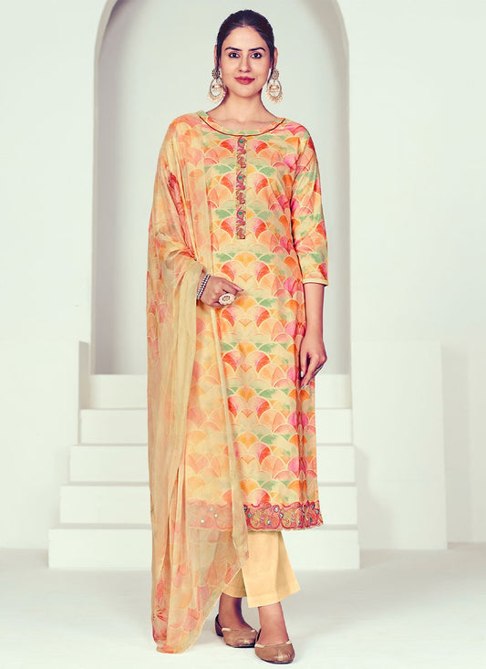 Salwar Suit Cotton Yellow Digital Print Salwar Kameez