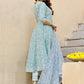 Pant Style Suit Cotton Aqua Blue Digital Print Salwar Kameez