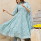 Pant Style Suit Cotton Aqua Blue Digital Print Salwar Kameez