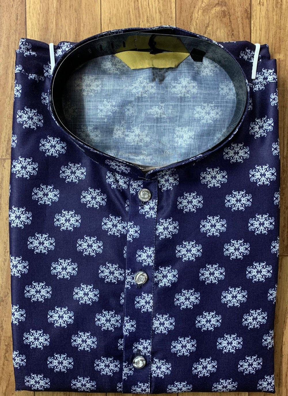 Kurta Pyjama Cotton Blue Digital Print Mens