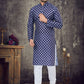 Kurta Pyjama Cotton Blue Digital Print Mens