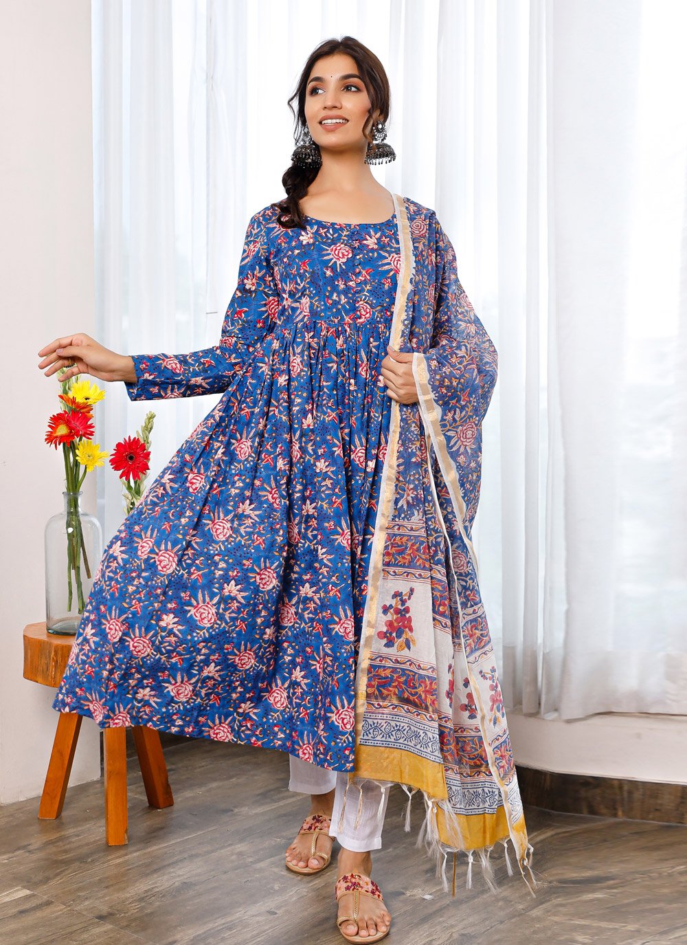 Pant Style Suit Cotton Blue Digital Print Salwar Kameez