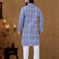 Kurta Pyjama Cotton Blue Digital Print Mens