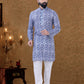 Kurta Pyjama Cotton Blue Digital Print Mens