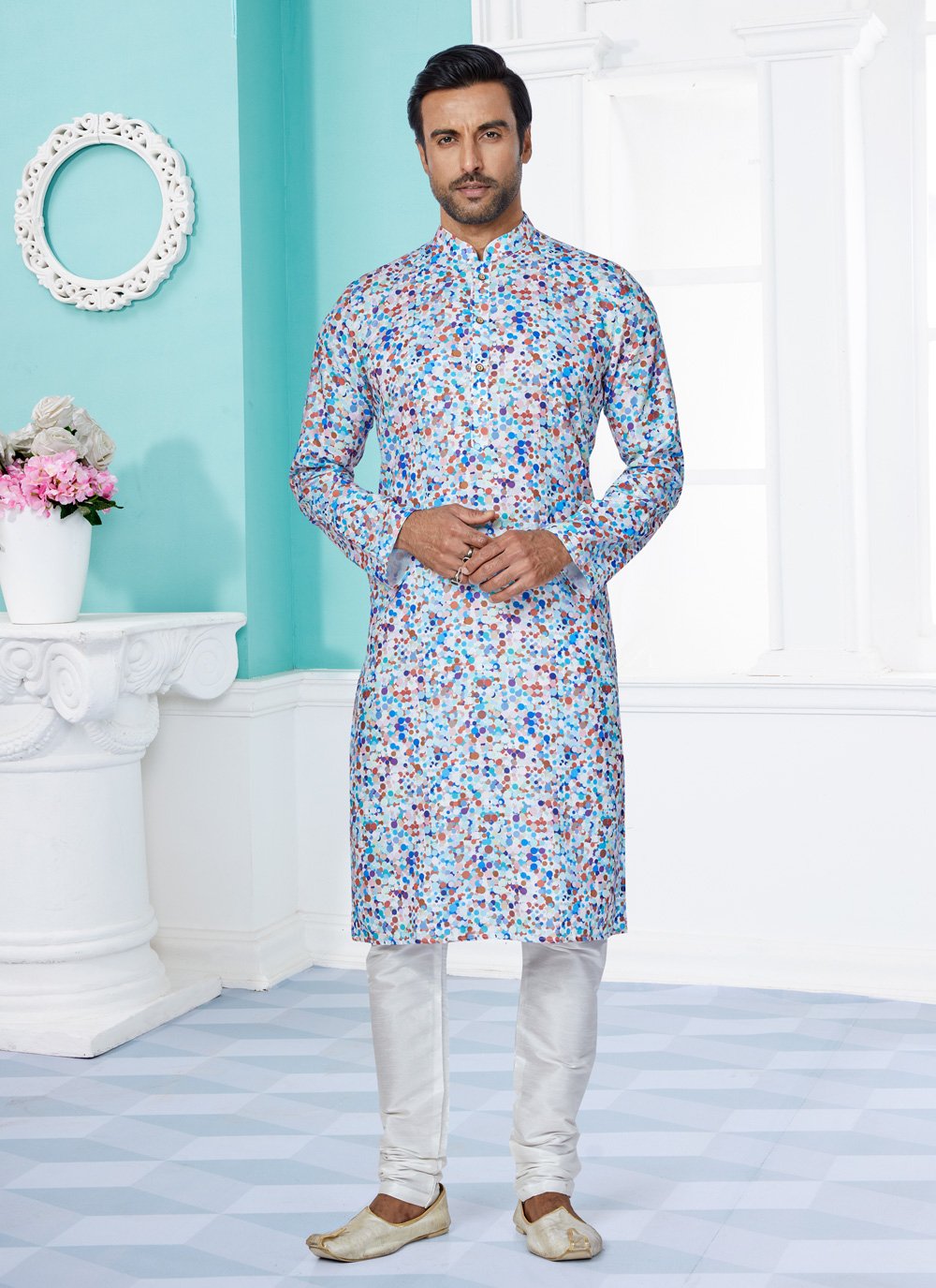 Kurta Pyjama Cotton Multi Colour Digital Print Mens