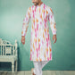 Kurta Pyjama Cotton White Digital Print Mens