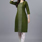 Designer Kurti Cotton Green Embroidered Kurtis