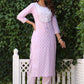 Casual Kurti Cotton Lavender Embroidered Kurtis