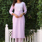 Casual Kurti Cotton Lavender Embroidered Kurtis