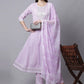 Pant Style Suit Cotton Lavender Embroidered Salwar Kameez