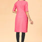 Casual Kurti Cotton Pink Embroidered Kurtis