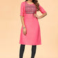 Casual Kurti Cotton Pink Embroidered Kurtis