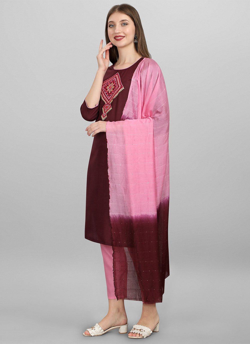 Salwar Suit Cotton Purple Embroidered Salwar Kameez
