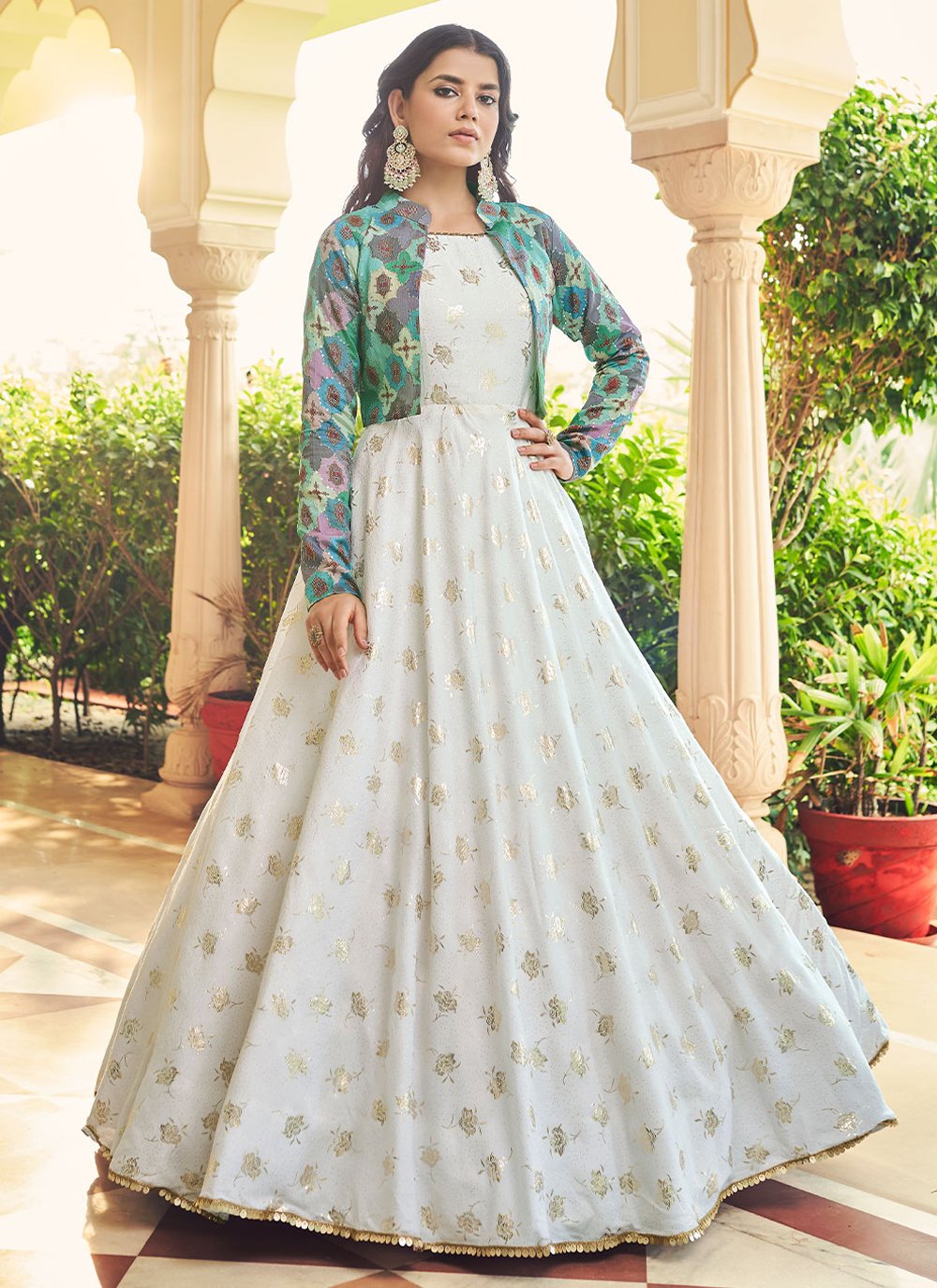 Gown Cotton White Embroidered Gown