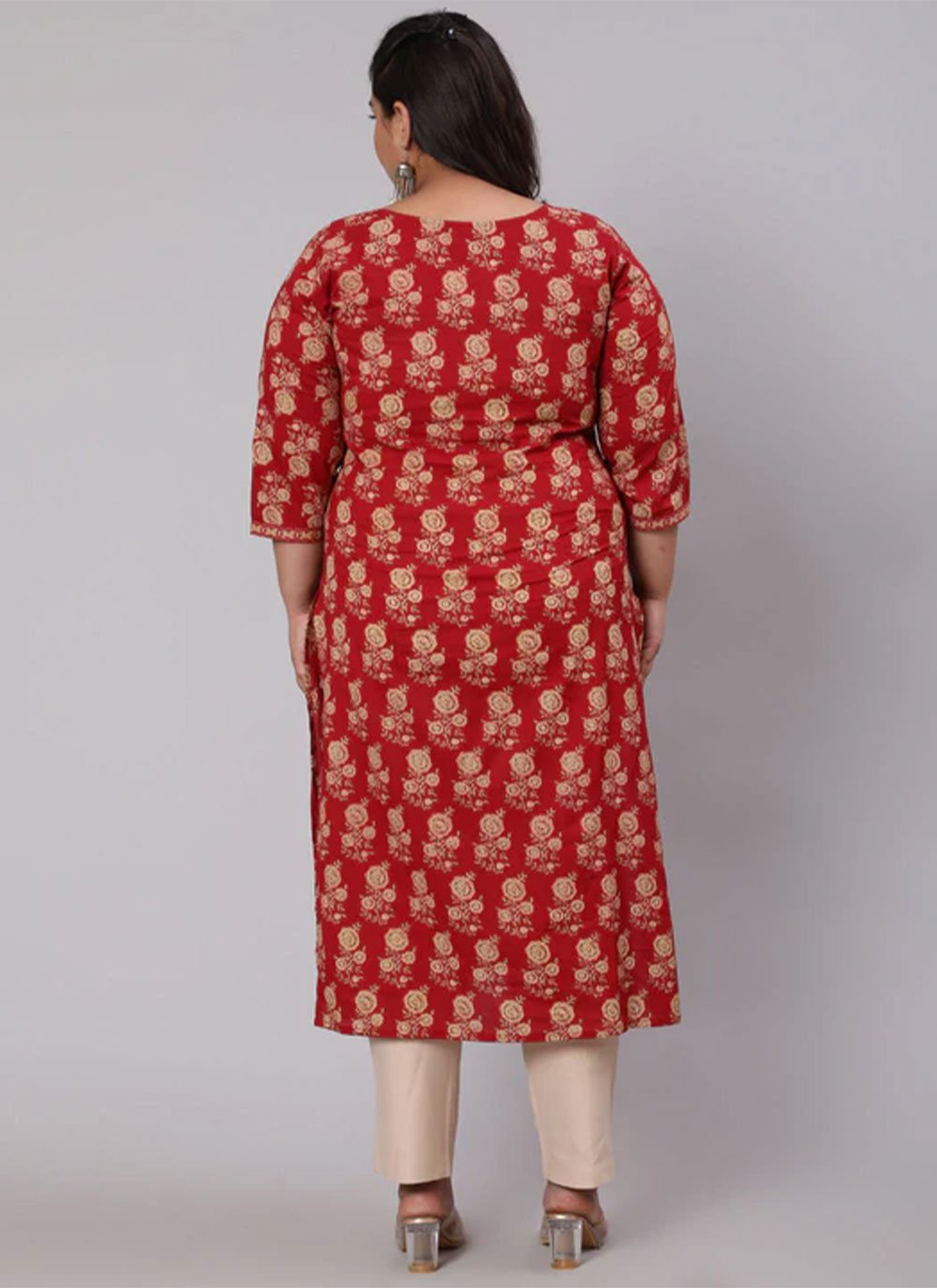 Casual Kurti Cotton Red Print Kurtis