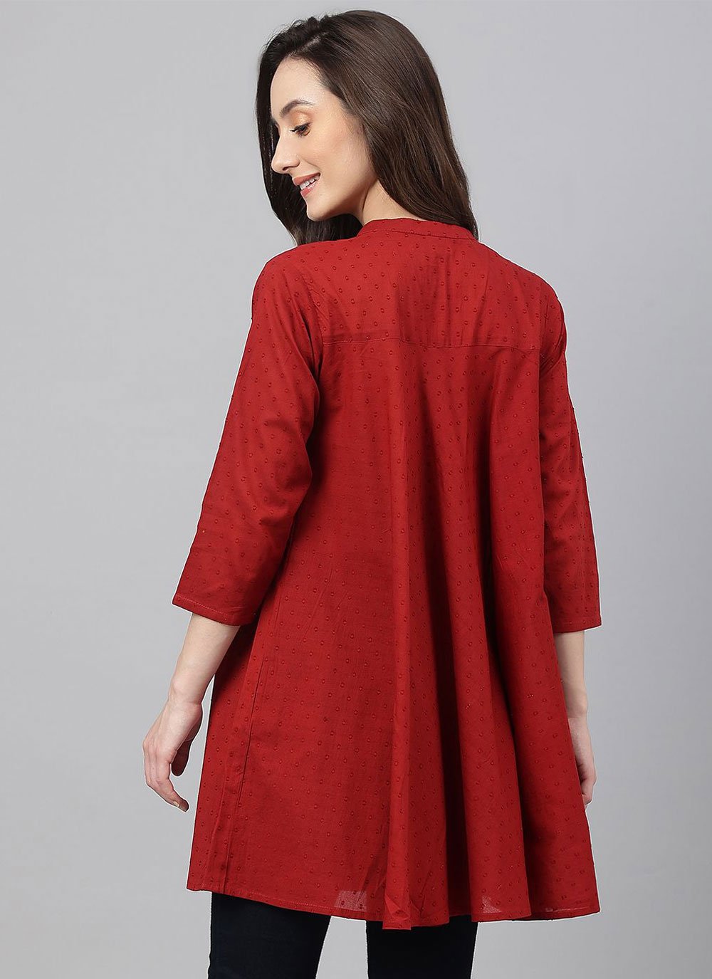 Designer Kurti Cotton Maroon Plain Kurtis