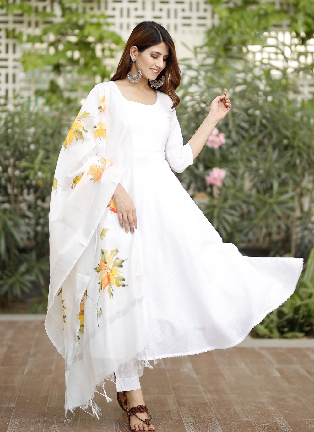 Pant Style Suit Cotton White Fancy Work Salwar Kameez