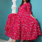 Gown Cotton Magenta Pink Floral Patch Gown