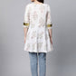 Party Wear Kurti Cotton Off White Floral Patch Kurtis