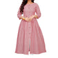 Gown Cotton Pink Strips Print Gown