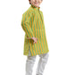 Kurta Pyjama Cotton Green Yellow Print Kids