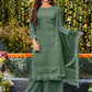 Palazzo Salwar Suit Cotton Faux Georgette Green Embroidered Salwar Kameez