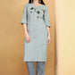 Casual Kurti Cotton Grey Embroidered Kurtis