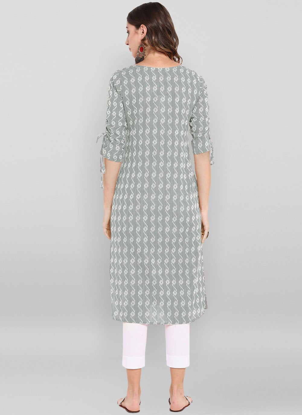 Designer Kurti Cotton Grey Woven Kurtis