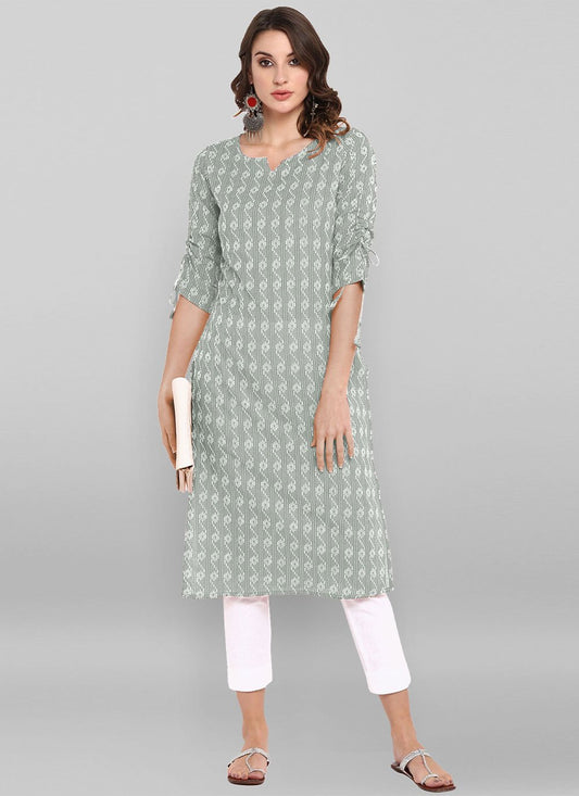 Designer Kurti Cotton Grey Woven Kurtis