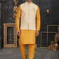 Kurta Payjama With Jacket Cotton Cream Yellow Chicken Mens