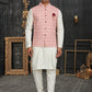 Kurta Payjama With Jacket Cotton Off White Pink Chicken Mens