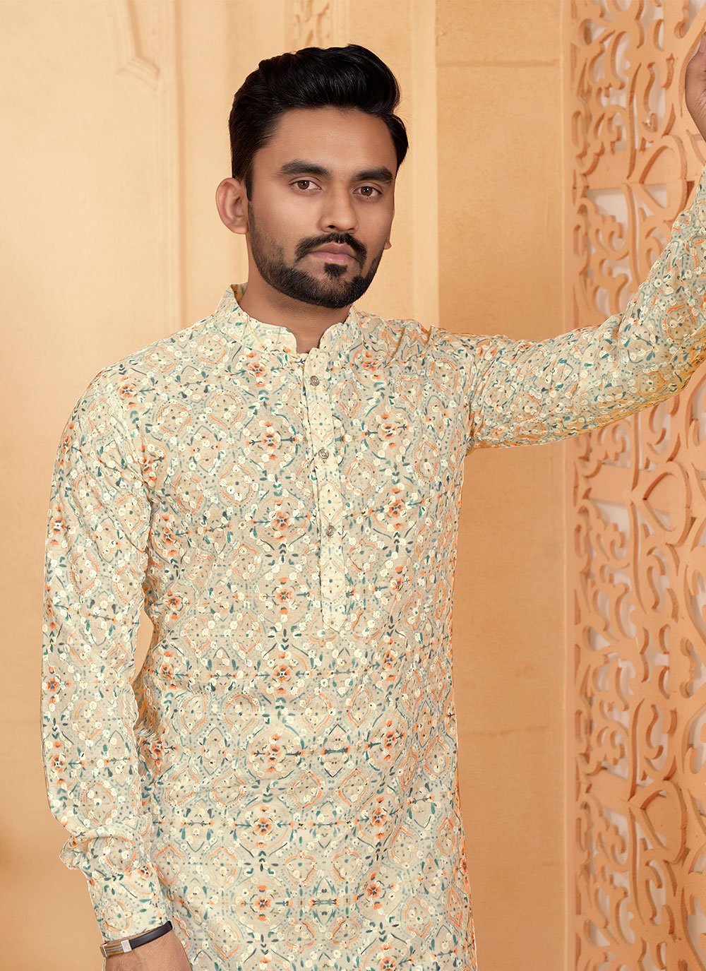 Kurta Pyjama Cotton Beige Chicken Mens