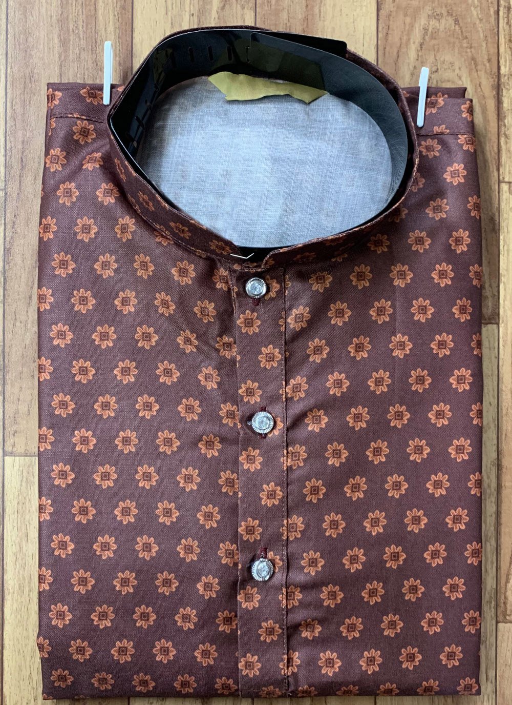 Kurta Pyjama Cotton Brown Digital Print Mens