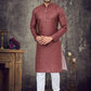 Kurta Pyjama Cotton Brown Digital Print Mens