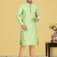 Kurta Pyjama Cotton Green Fancy Work Mens