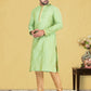 Kurta Pyjama Cotton Green Fancy Work Mens