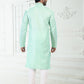 Kurta Pyjama Cotton Linen Green Thread Mens