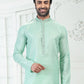 Kurta Pyjama Cotton Linen Green Thread Mens