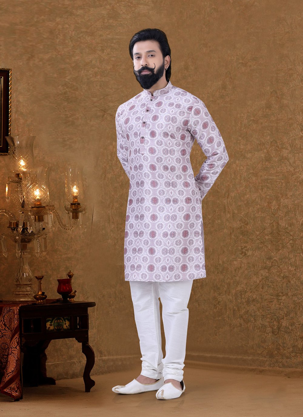 Kurta Pyjama Cotton Multi Colour Digital Print Mens