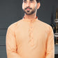 Kurta Pyjama Cotton Jacquard Peach Fancy Work Mens