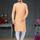 Kurta Pyjama Cotton Jacquard Peach Fancy Work Mens